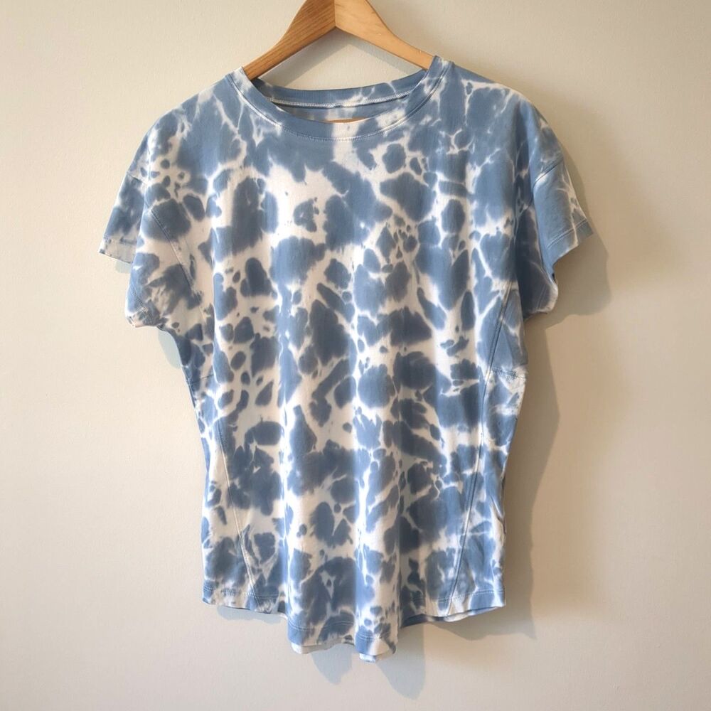 Madewell MWL Blue & White Tie Dye Tapered Cap Sleeve Top Size S
